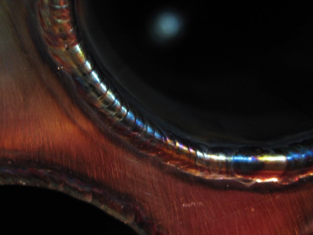 Orbital weld inside a pipe