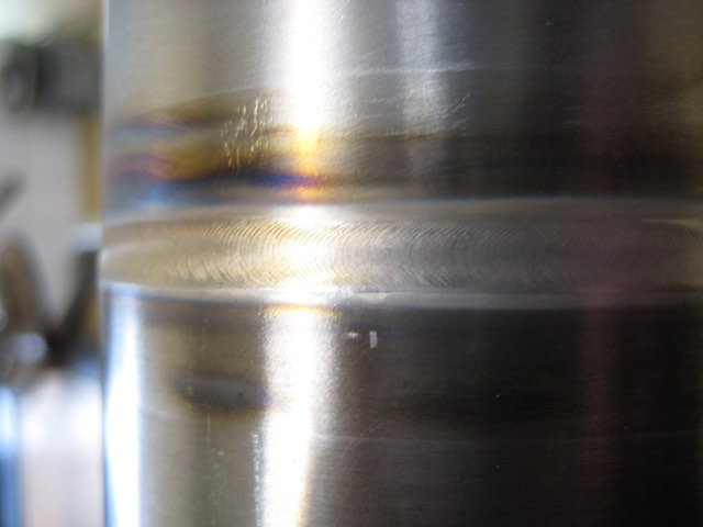 Orbital weld on a pipe — close-up